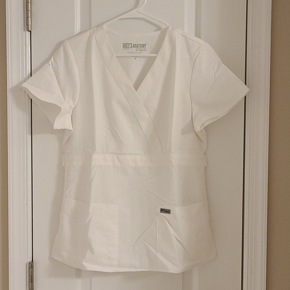 Medium Grey's Anatomy White Scrub Top